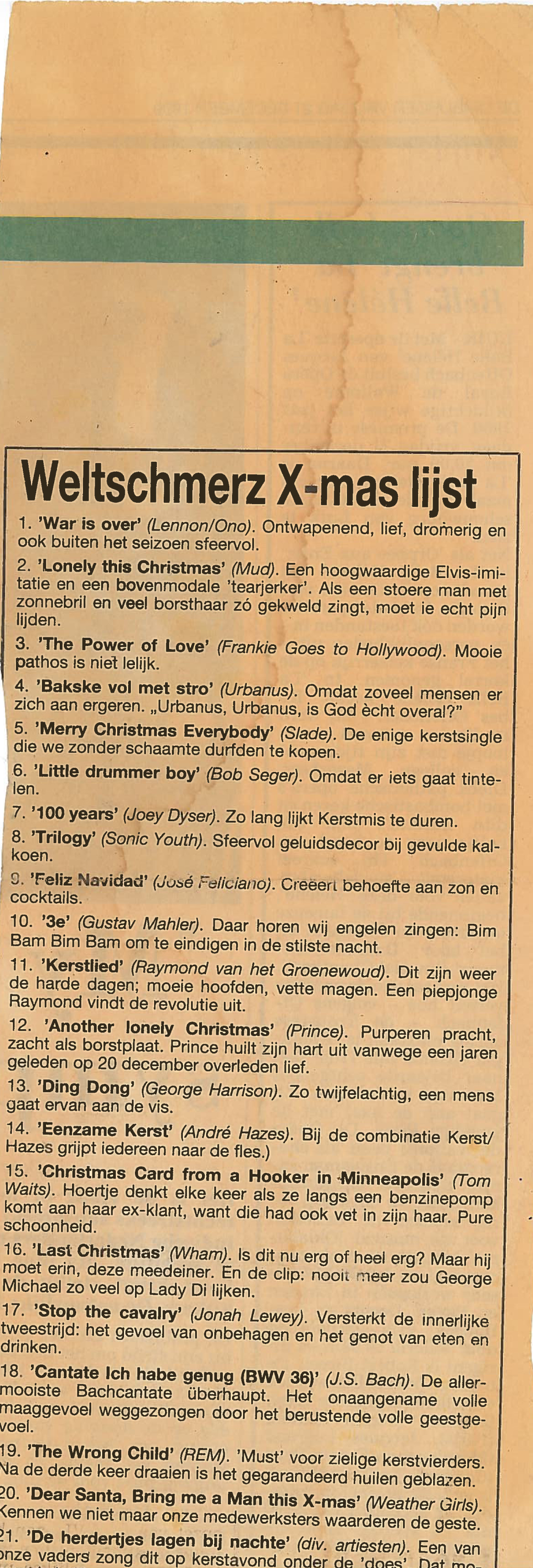 Weltschmerz Christmas list